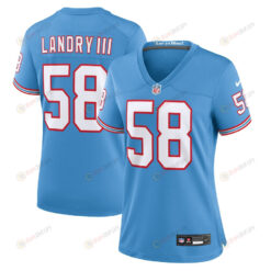 Harold Landry III 58 Tennessee Titans Oilers Throwback Alternate Game Women Jersey - Light Blue