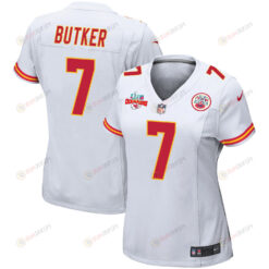 Harrison Butker 7 Kansas City Chiefs Super Bowl LVII Champions 3 Stars WoMen's Jersey - White