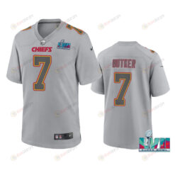 Harrison Butker 7 Kansas City Chiefs Super Bowl LVII Patch Atmosphere Fashion Game Jersey - Gray