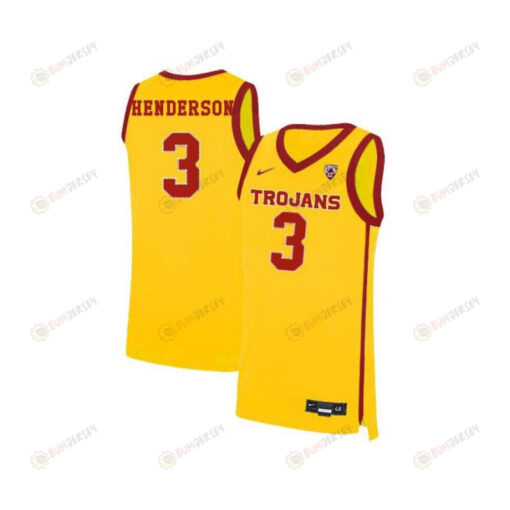 Harrison Henderson 3 USC Trojans Elite Basketball Men Jersey - Yellow
