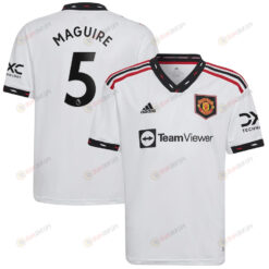Harry Maguire 5 Manchester United Youth 2022/23 Away Player Jersey - White