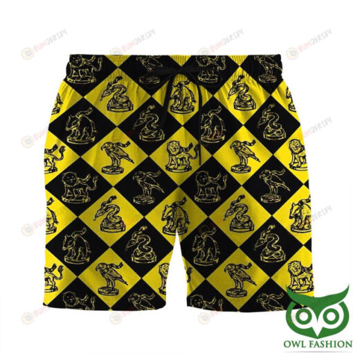 Harry Potter Hufflepuff Radiate Love Yellow Black Checkered Summer Shorts Men Shorts - Print Shorts