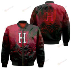 Harvard Crimson Bomber Jacket 3D Printed Coconut Tree Tropical Grunge