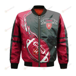 Harvard Crimson Bomber Jacket 3D Printed Flame Ball Pattern