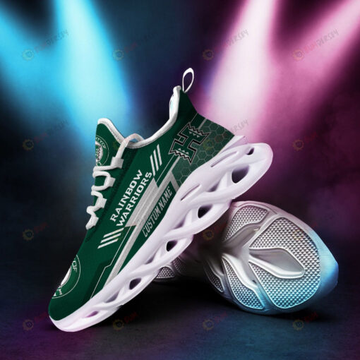 Hawaii Rainbow Warriors Logo Beehive Pattern Custom Name 3D Max Soul Sneaker Shoes