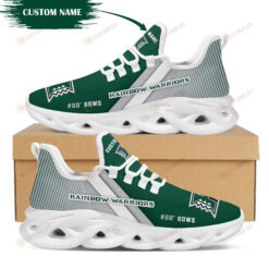 Hawaii Rainbow Warriors Logo Custom Name Pattern 3D Max Soul Sneaker Shoes In Green And Gray