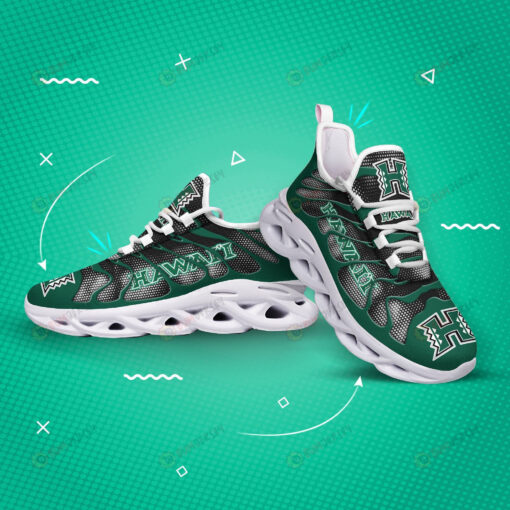 Hawaii Rainbow Warriors Logo Hole Pattern 3D Max Soul Sneaker Shoes In Green