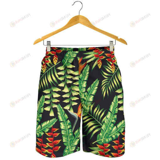 Hawaiian Flower Tropical Palm Leaves Mens Shorts - Print Shorts