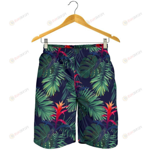 Hawaiian Palm Leaves Pattern Print Men'S Shorts - Print Shorts