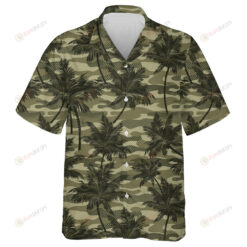 Hawaiian Palm Trees Green Camouflage Background Hawaiian Shirt