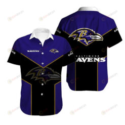 Hawaiian Shirt Baltimore Ravens Logo Pattern On Blue/Black
