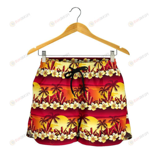 Hawaiian Tropical Sunset Hibiscus Print Women Shorts - Print Shorts