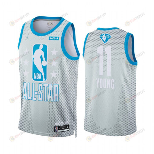 Hawks Trae Young 11 2022 Cleveland All-Star Jersey Gray 75th Patch Uniform