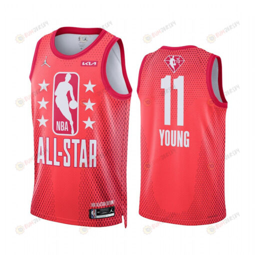 Hawks Trae Young 11 2022 Cleveland All-Star Jersey Maroon 75th Patch Uniform