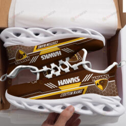 Hawthorn Hawks Logo Custom Name Pattern 3D Max Soul Sneaker Shoes In Brown