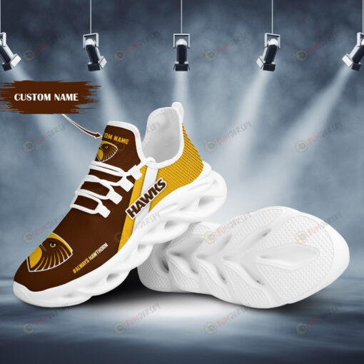 Hawthorn Hawks Logo Pattern Custom Name 3D Max Soul Sneaker Shoes In Yellow Brown