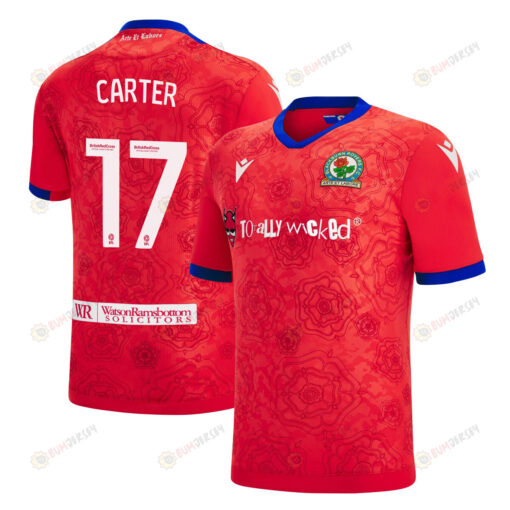 Hayden Carter 17 Blackburn Rovers 2022-23 Third Jersey - Red