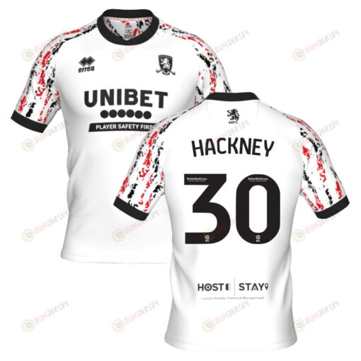 Hayden Hackney 30 Middlesbrough 2022-23 Third Jersey - White