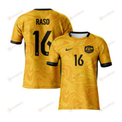 Hayley Raso 16 Australia 2023 Youth Home Jersey - Yellow - All Over Printed Jersey