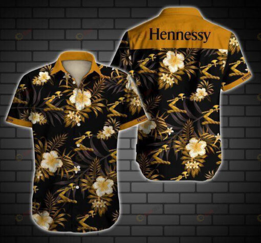 Hennessy Black Orange Curved Hawaiian Shirt