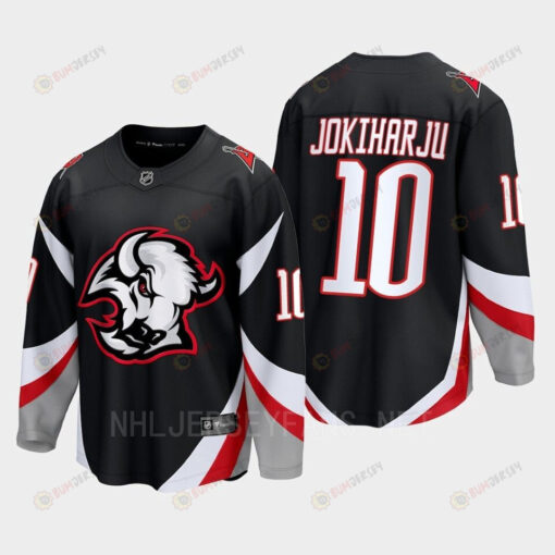 Henri Jokiharju 10 Buffalo Sabres 2022-23 Goathead Third Premier Breakaway Player Black Jersey