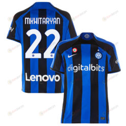 Henrikh Mkhitaryan 22 Inter Milan 2022/23 Home Men Jersey - Black/Blue Stripes