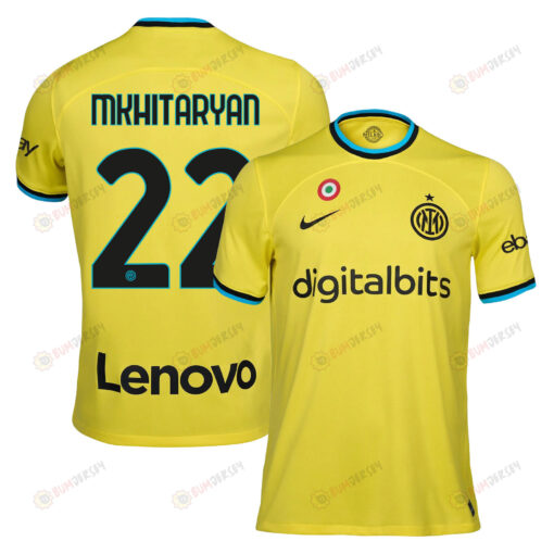 Henrikh Mkhitaryan 22 Inter Milan 2022/23 Third Men Jersey - Yellow