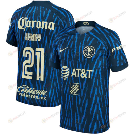 Henry Martin 21 Club America Men 2022/23 Away Player Jersey - Blue