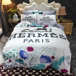 Hermes Paris Monogram Bedding Set In White