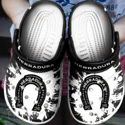 Herradura Logo Pattern Crocs Classic Clogs Shoes In White & Black - AOP Clog