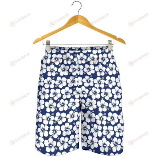 Hibiscus Blue Hawaiian Flower Pattern Mens Shorts - Print Shorts