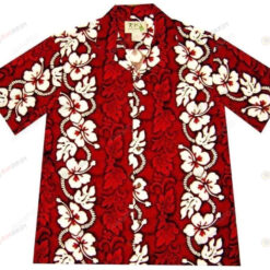 Hibiscus Lei Hawaiian Shirt In Red White Pattern