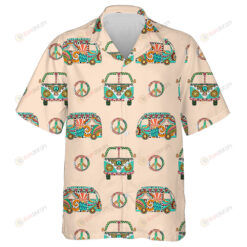 Hippie Background Realistic Texture With Colorful Object Design Hawaiian Shirt