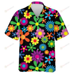 Hippie Cannabis Leaves Flowers And Symbol Of Pacifism Pattern Hawaiian Shirt