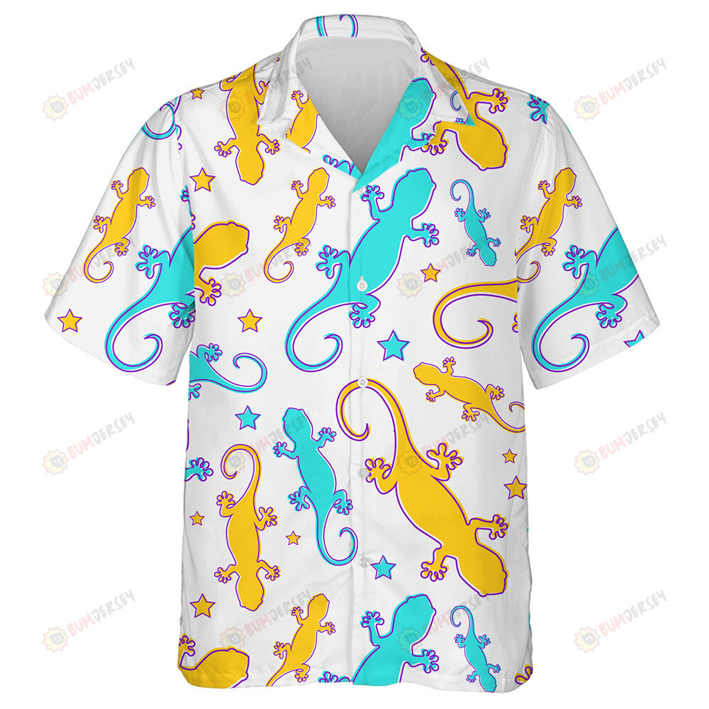 Hippie Elements Hand Drawn Guitar Rainbow And Peace Sign Pattern Hawaiian Shirt