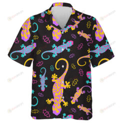 Hippie Gecko And Star Classic Pattern In Yellow And Blue Hawaiian Shirt