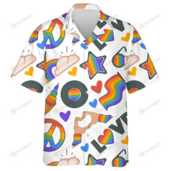 Hippie Peace Symbol Peace Love Music Sign Doodle Design Hawaiian Shirt