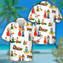 Hippie Peace Symbol With Rainbow And Cloud Cute Pattern Hawaiian Shirt