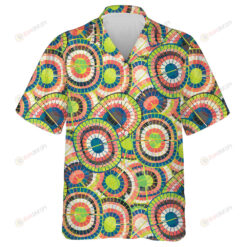 Hippie Style Abstract Tropical Leaves And Dots Art Pattern Hawaiian Shirt