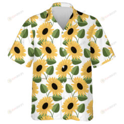 Hippie Yellow Sunflower And Green Leaves Shape Design Hawaiian Shirt