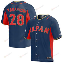 Hiroto Takahashi 28 Japan Baseball 2023 World Baseball Classic Jersey - Navy