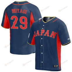 Hiroya Miyagi 29 Japan Baseball 2023 World Baseball Classic Jersey - Navy