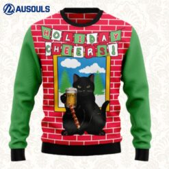 Holiday Cheer Black Cat Beer Ugly Sweaters For Men Women Unisex
