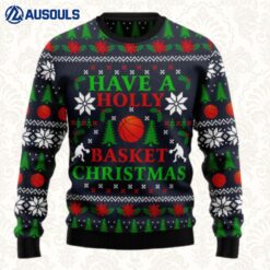 Holly Basket Basketball Christmas Ugly Sweaters For Men Women Unisex