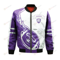 Holy Cross Crusaders Bomber Jacket 3D Printed Flame Ball Pattern