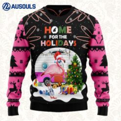 Home For The Holidays Flamingo Ugly Sweaters For Men Women Unisex