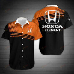 Honda Logo Pattern Curved Hawaiian Shirt In Orange & Black For Racing Men