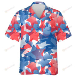 Horizontal Blue Red And White American Flag Color Stars Pattern Hawaiian Shirt