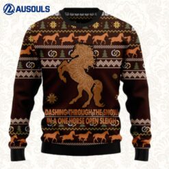Horse Through Snow Ugly Sweaters For Men Women Unisex