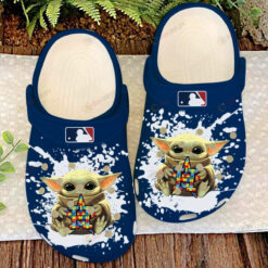 Houston Astros Baby Yoda Pattern Crocs Classic Clogs Shoes In Blue - AOP Clog